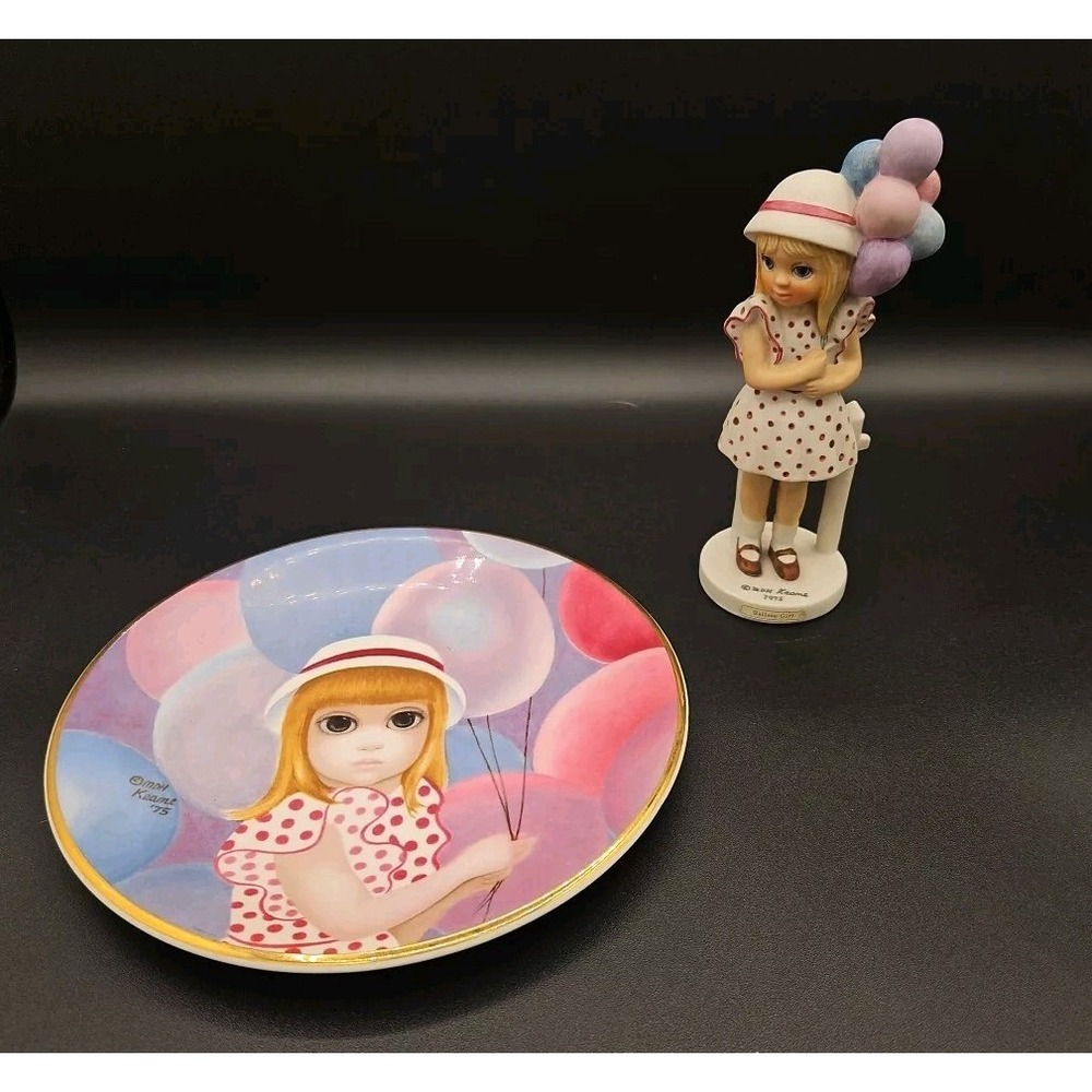 Margaret Keane Collector Plate 1975 Balloon Girl & Balloon Girl Statue 1975 Lot